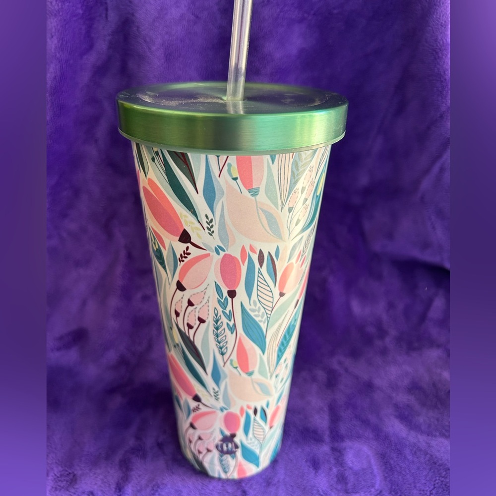 TAL floral green stainless steel insulated tumbler